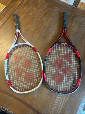Set of 2 Yonex RQiS 26 Junior Tennis Rackets - White & Black